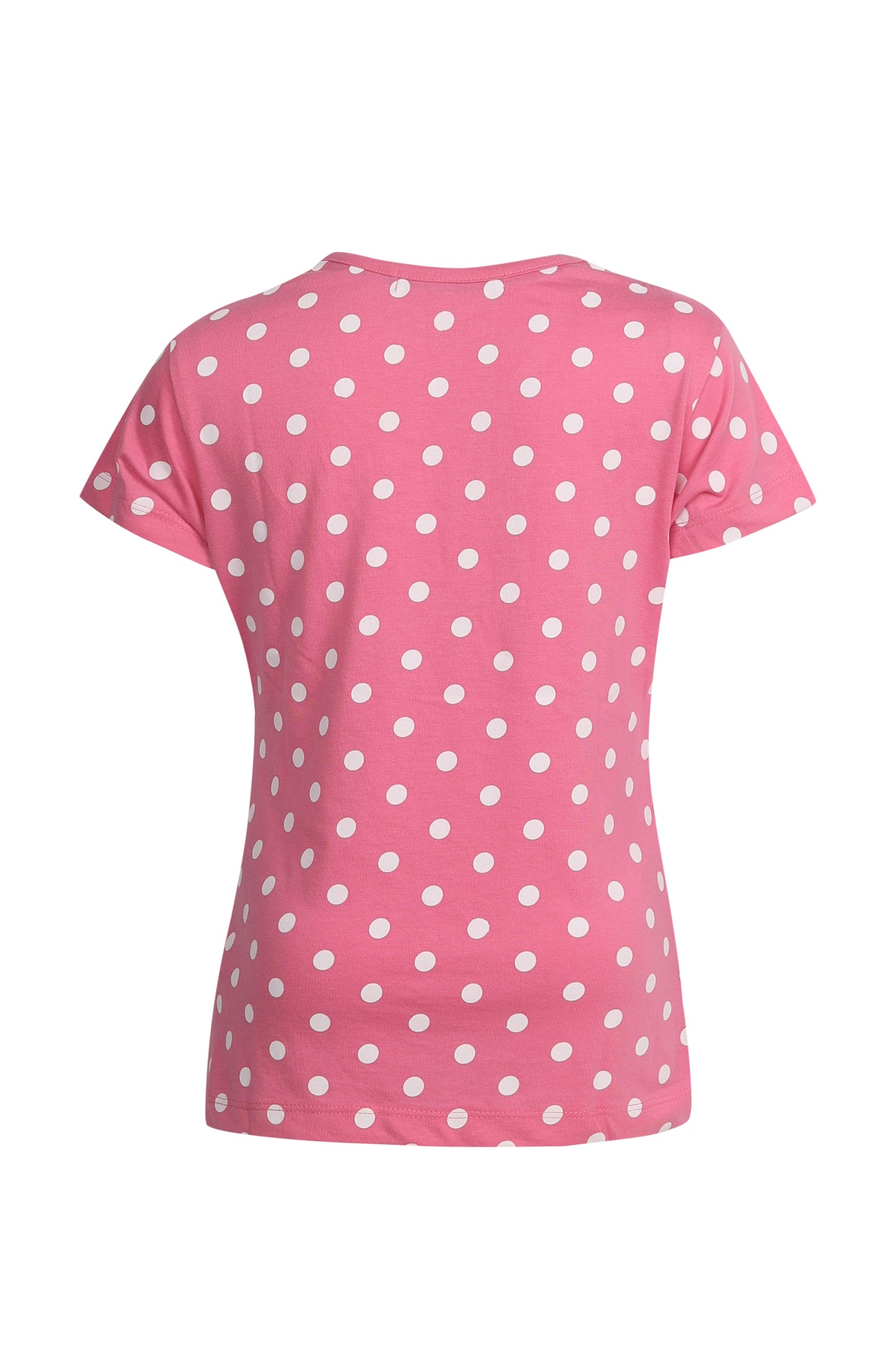 Pampolina Girls Sequined And Polka Dotted All Over Printed Top- Pink