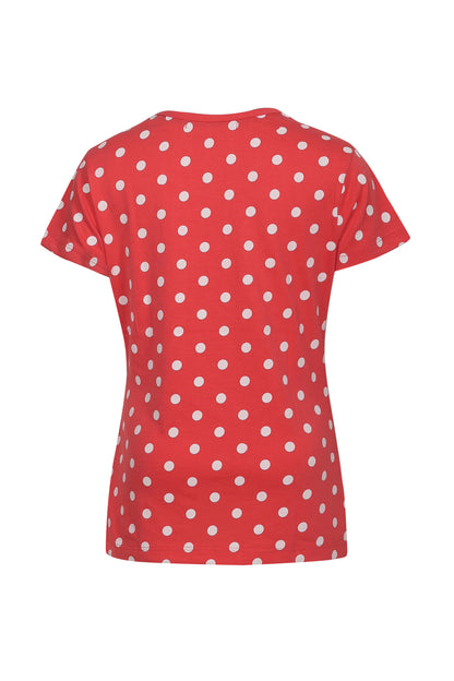Pampolina Girls Sequined And  Polka Dotted All Over Printed Top- Red
