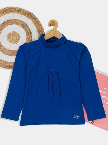 Pampolina Gils Solid High Neck Top-R.Blue