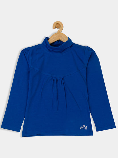 Pampolina Gils Solid High Neck Top-R.Blue