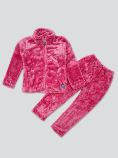 Pampolina Girls Printed High Neck Co-ord Set- Pink