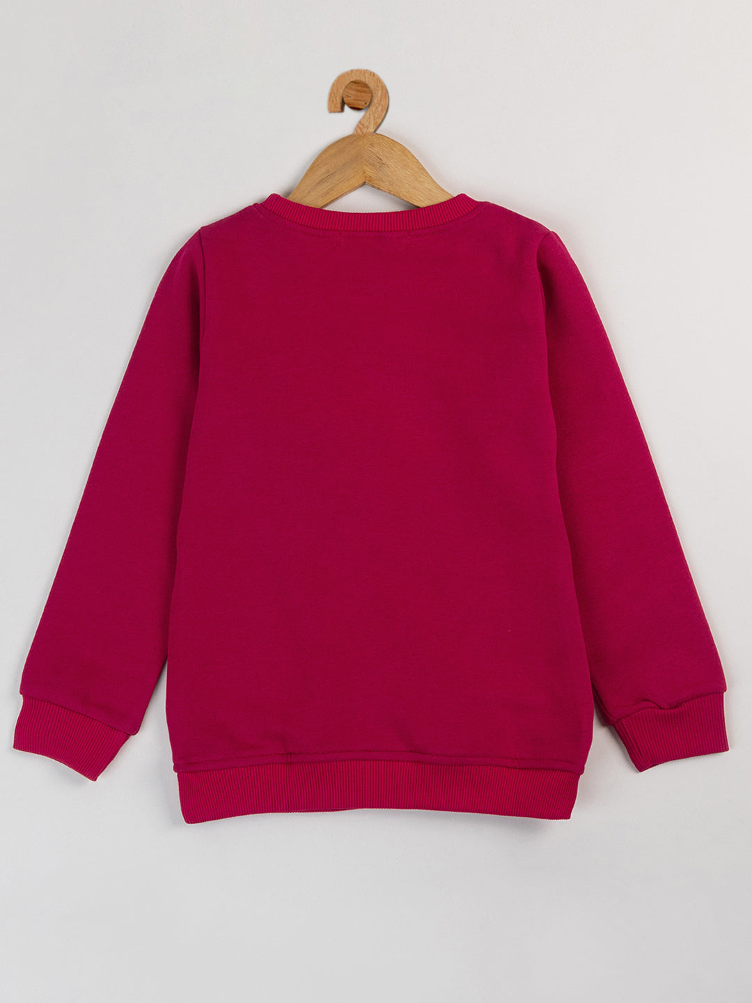 Pampolina Girls Printed Round Neck Sweatshirt-Magenta