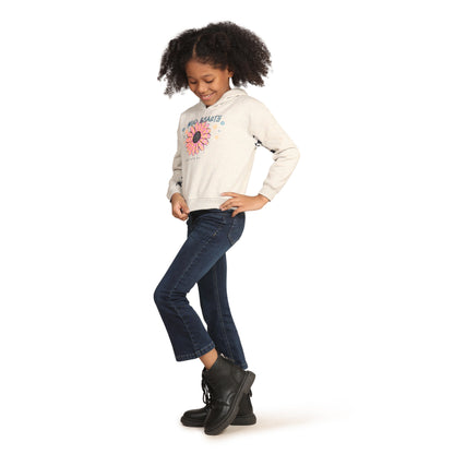 Pampolina Girls Floral Printed Hoddie Sweatshirt- Lt Grey