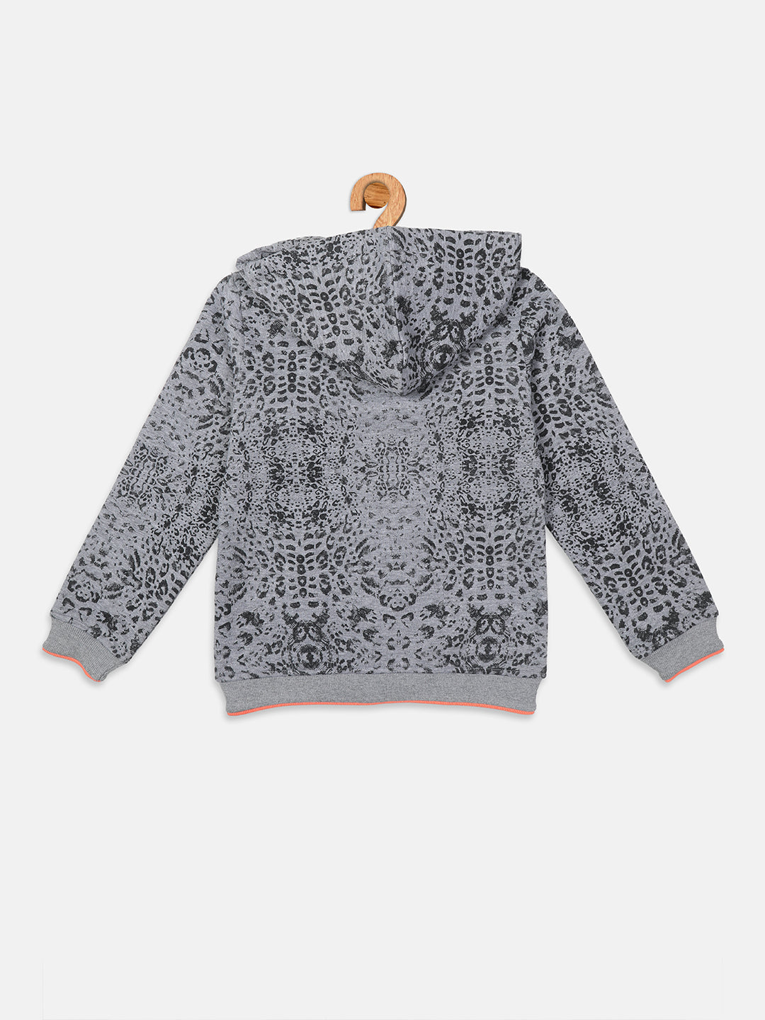 Pampolina Girls All Over Printed  Sweatshirt with Hoddie and Zip-Grey