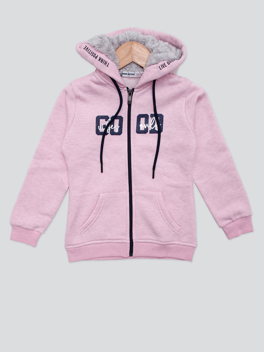 Pampolina Girls Printed Hoddie Sweatshirt - Pink