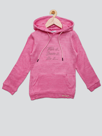 Pampolina Girls Wollen Top With Hoddie-Pink
