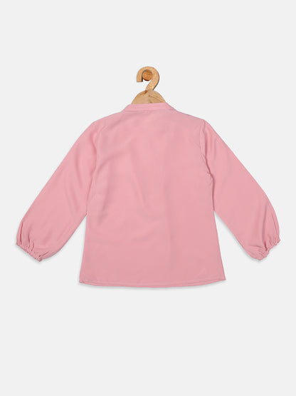 Pampolina Girls Solid Textile Top- Peach