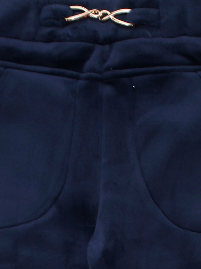 Pampoliana Girls Slub Fleece Jegging- Navy