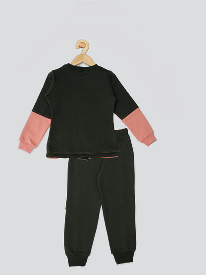California Extra Warm Girls Co-ord Set- Olive