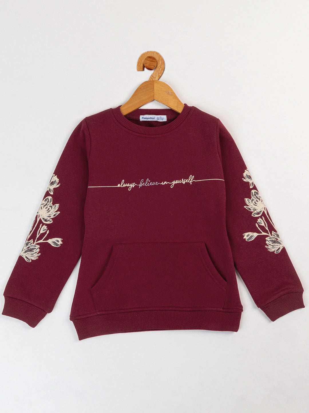 Pampolina  Girls Printed Round neck  Co-ord Set- Mahroon