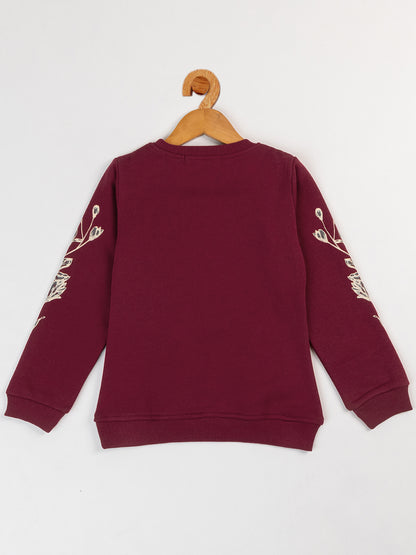 Pampolina  Girls Printed Round neck  Co-ord Set- Mahroon