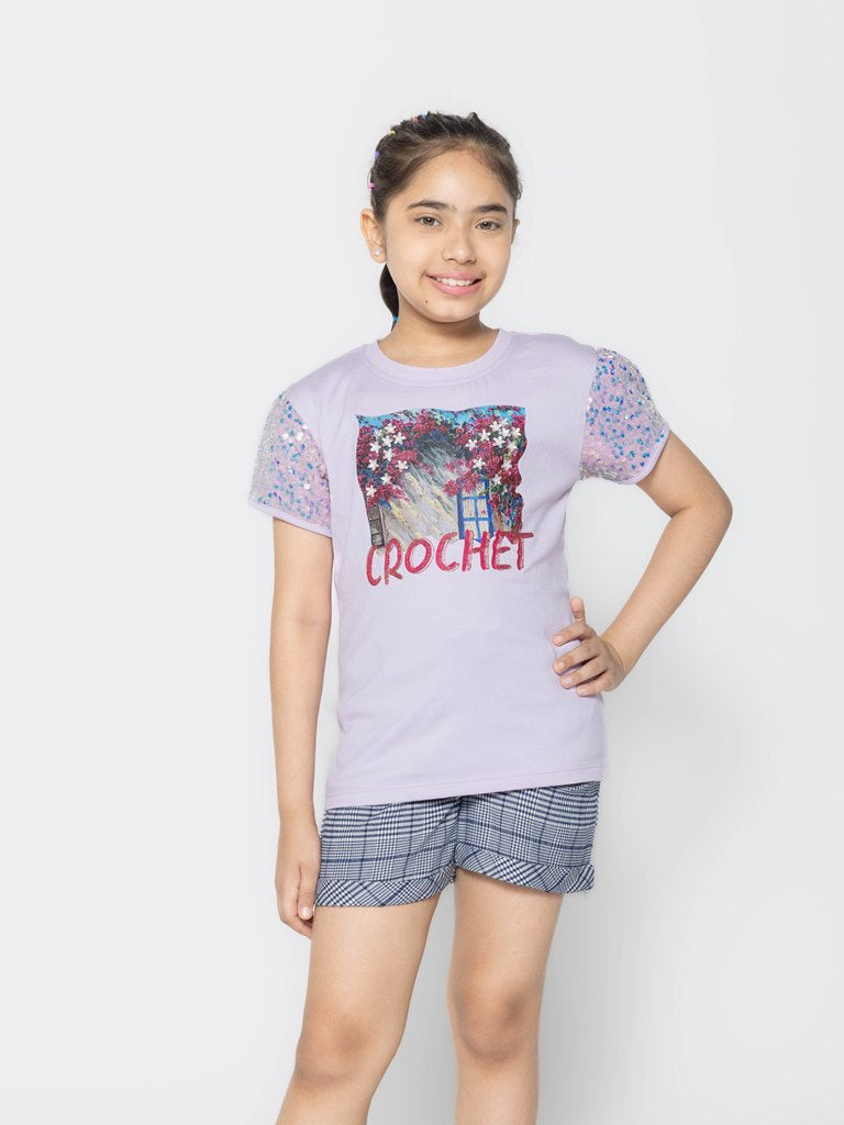 "Colorful Creations: Set of 3 Printed Tops for Girls"