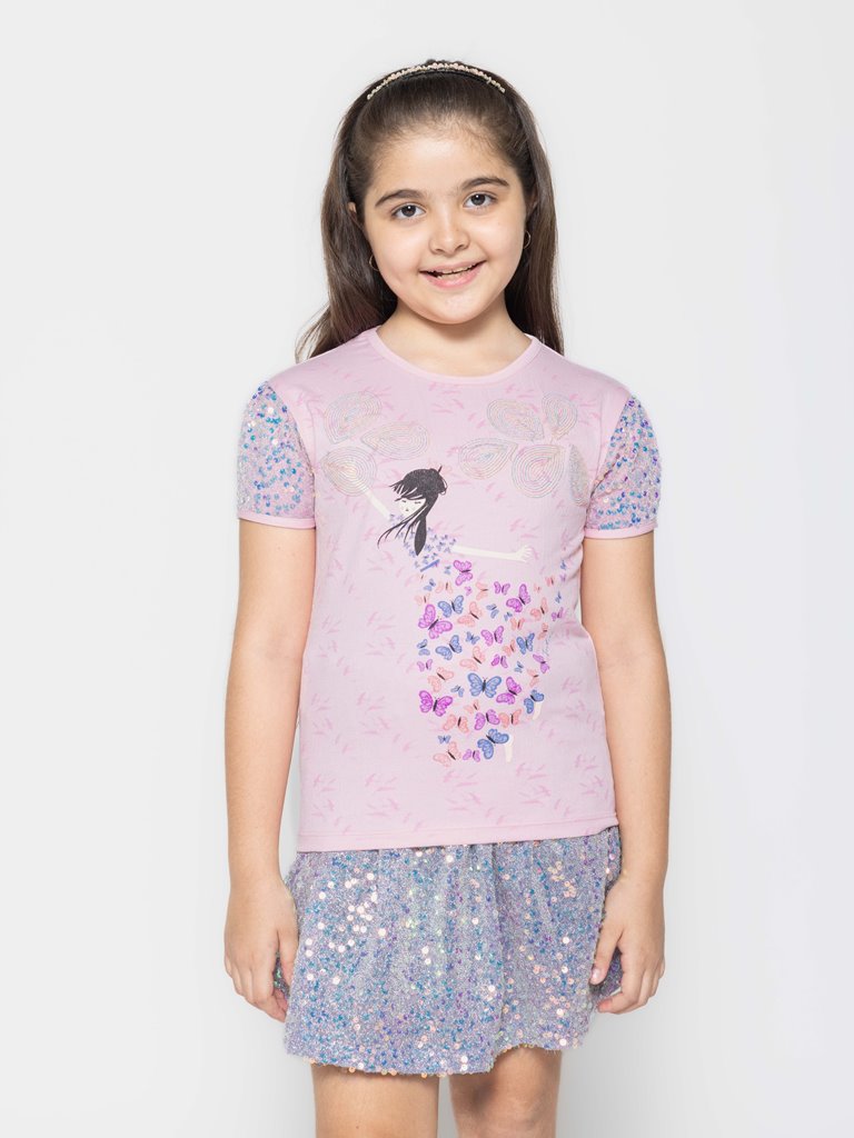 "Girls' Fashion Fun: Set of 3 Printed Part Tops"