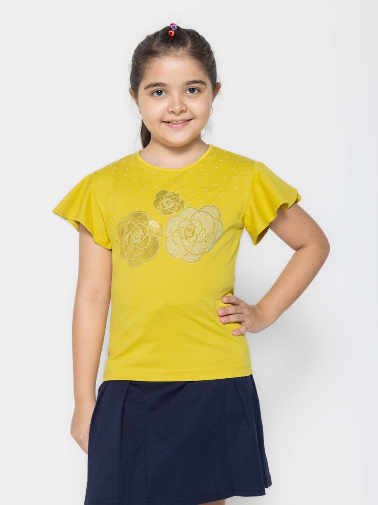 "Colorful Creations: Set of 3 Printed Tops for Girls"