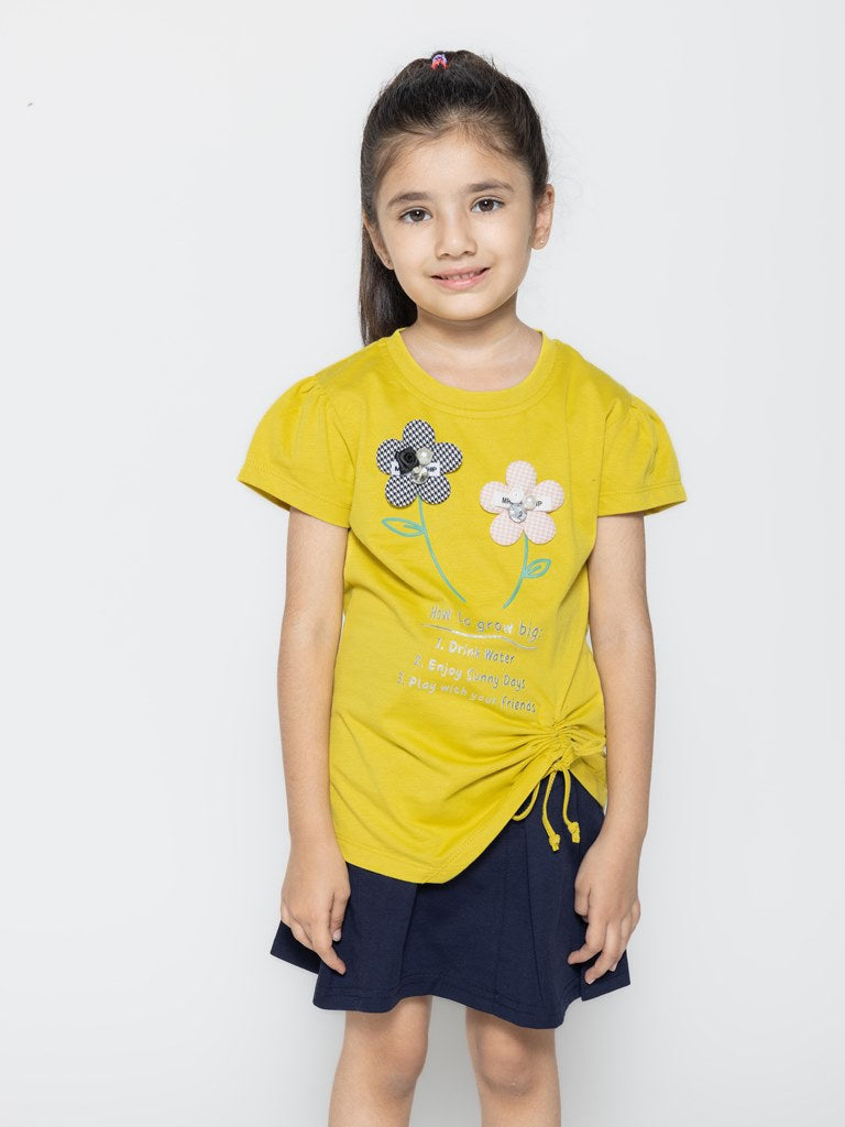 "Colorful Creations: Set of 3 Printed Tops for Girls"