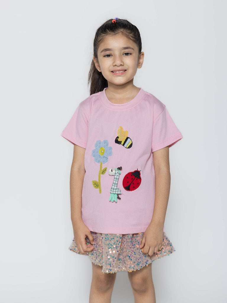 "Colorful Creations: Set of 3 Printed Tops for Girls"