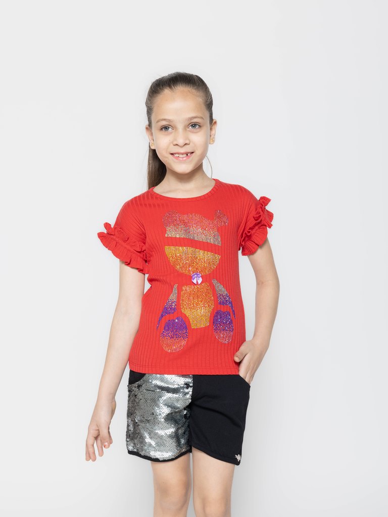 "Colorful Creations: Set of 3 Printed Tops for Girls"