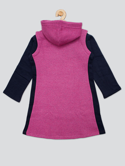 Pampolina Girls Squene Printed Dress With Hoddie-Rani