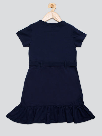 Pampolina Summer Cotton Dress For Baby Girl - Navy