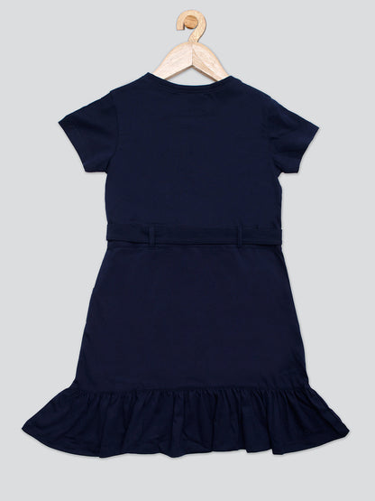 Pampolina Summer Cotton Dress For Baby Girl - Navy
