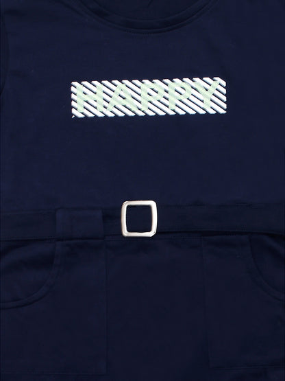 Pampolina Summer Cotton Dress For Baby Girl - Navy