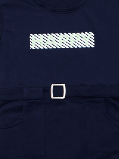 Pampolina Summer Cotton Dress For Baby Girl - Navy