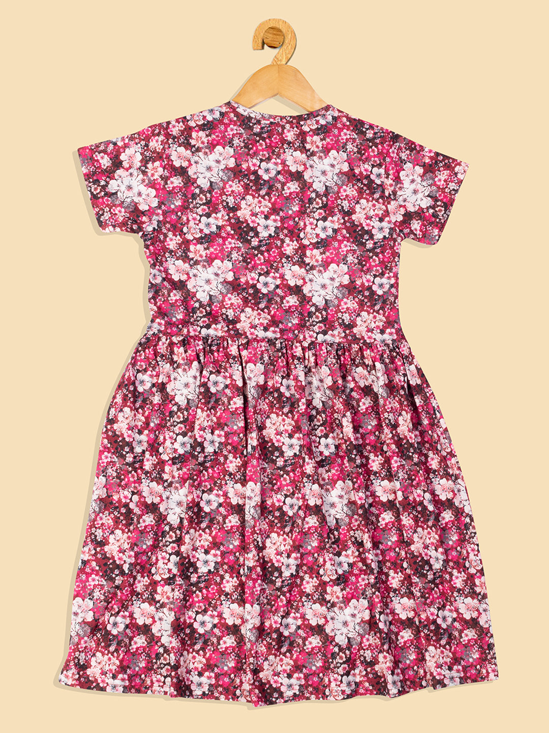 Pampolina  Printed Summer Cotton Dress For Baby Girl-Magenta