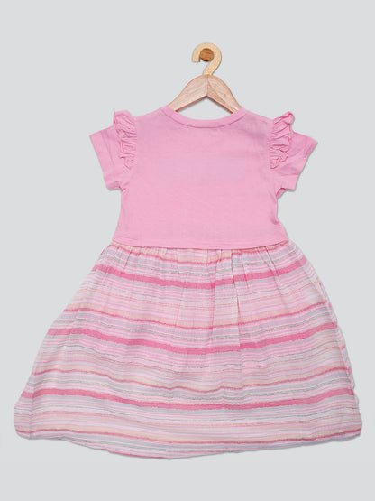 Pampolina Summer Cotton Frock For Baby Girl - Pink