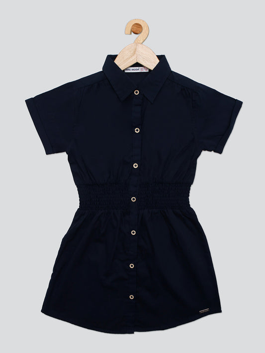 Pampolina  Summer Cotton Dress For Baby Girl - Navy