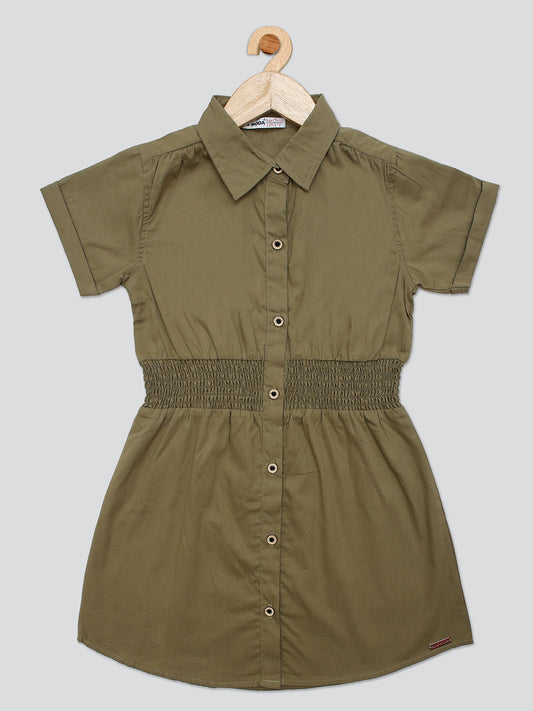 Pampolina Summer Cotton Dress For Baby Girl - Olive