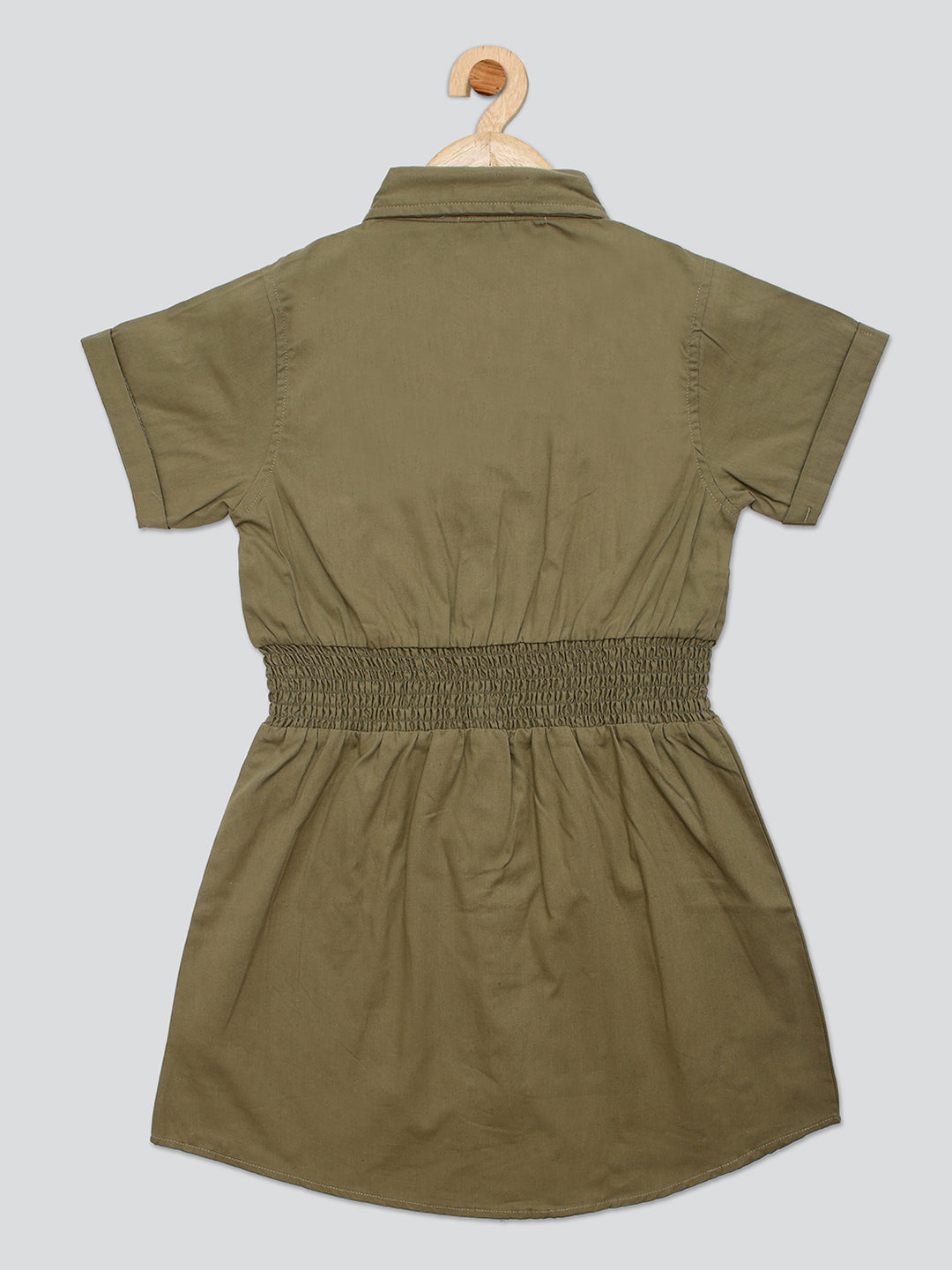 Pampolina Summer Cotton Dress For Baby Girl - Olive