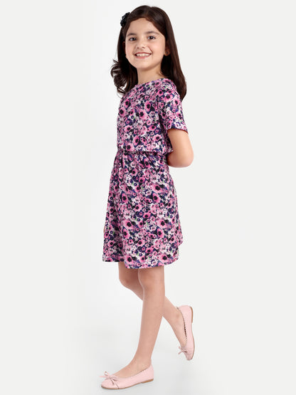 Pampolina Girls Floral Printed Jumpsuit - Purple