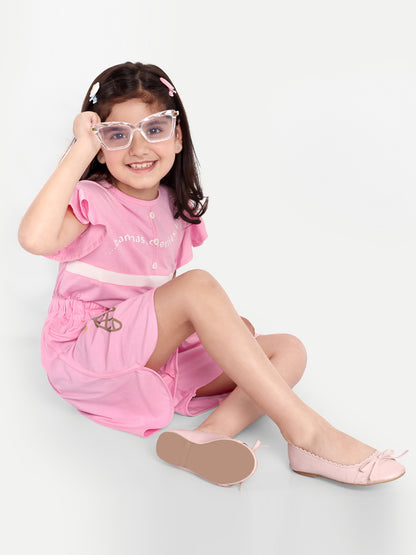 Pampolina Girls Colour Blocked Jumpsuit- Pink