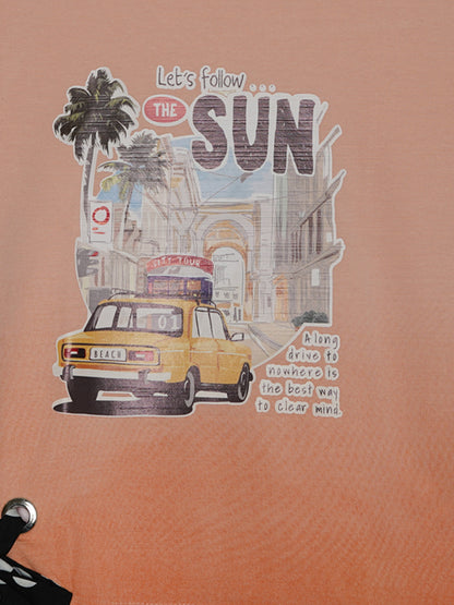 Pampolina Girls Printed Top-Peach