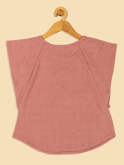 Pampolina Girls Half Sleeve Floral Printed Top-Peach