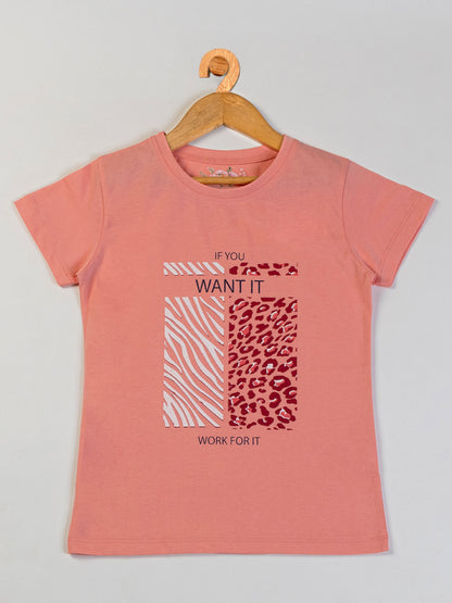 Pampolina Girls Printed Co-Ord Sets- Peach