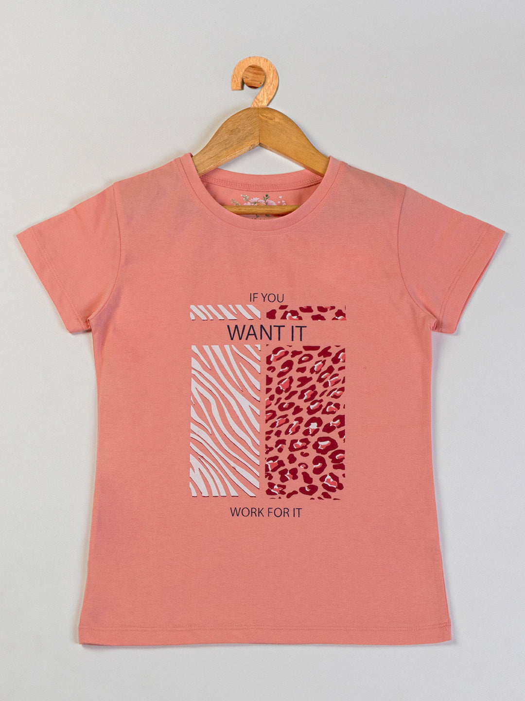 Pampolina Girls Printed Co-Ord Sets- Peach