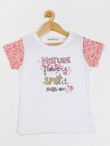 Pampolina Girls Floral Printed Co-Ord Sets-Peach
