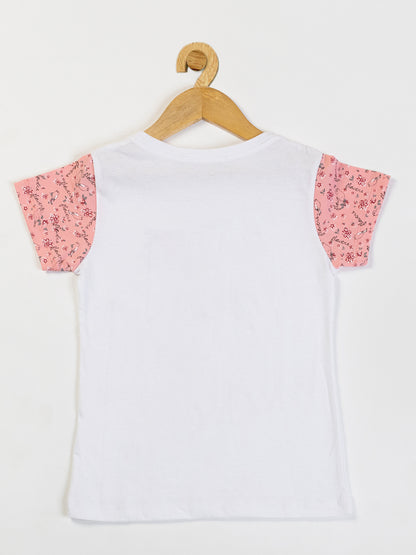 Pampolina Girls Floral Printed Co-Ord Sets-Peach