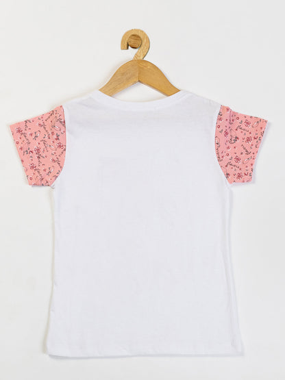Pampolina Girls Floral Printed Co-Ord Sets-Peach