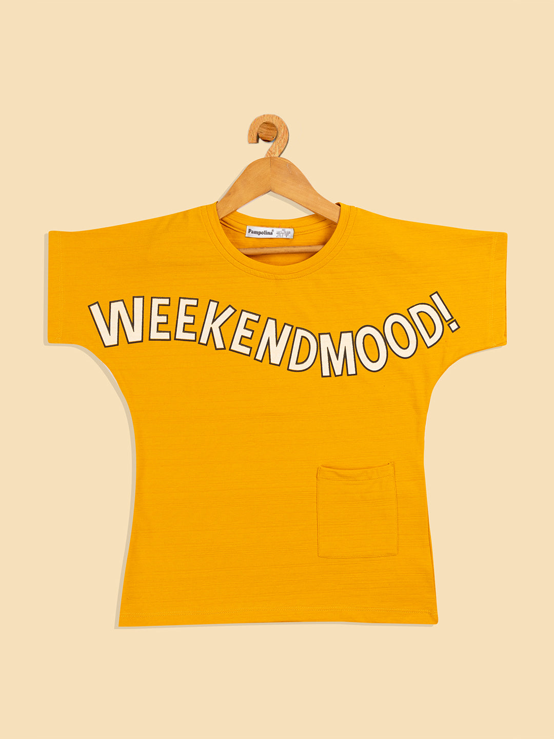 Pampolina Girls Weekend Printed Top-Mustard