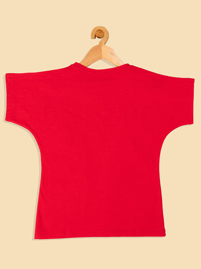 Pampolina Girls Weekend Printed Top-Red