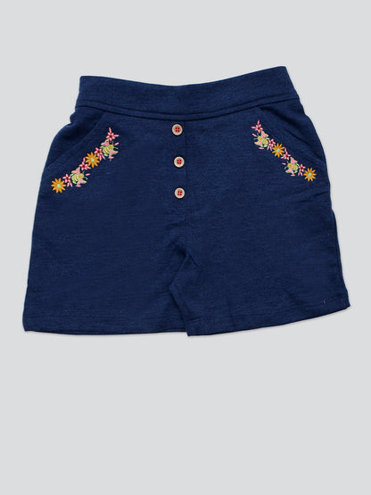 Pampolina Girls Floral Printed Short- Denim