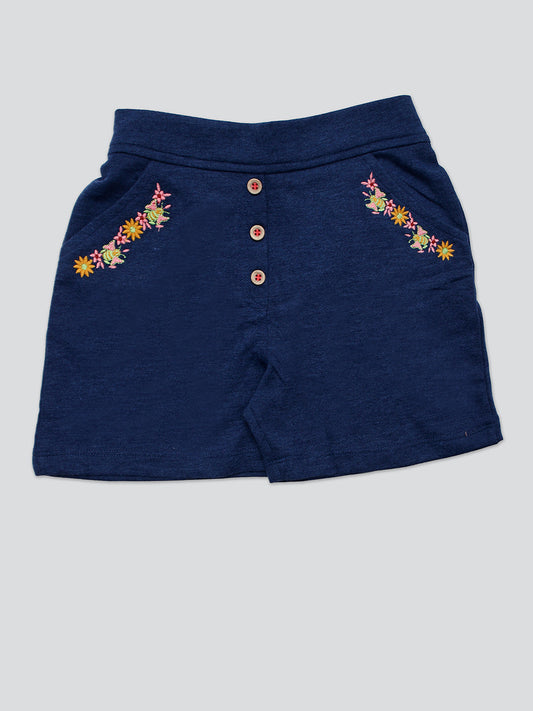 Pampolina Girls Floral Printed Short- Denim