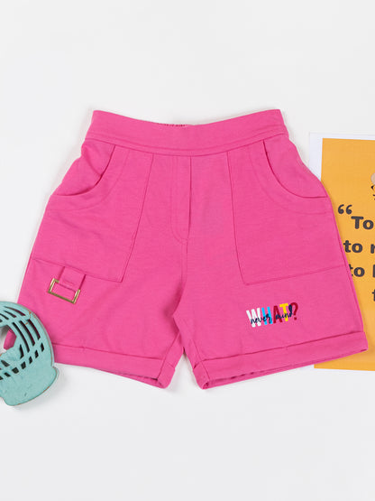 Pampolina Girls Solid Shorts-Pink