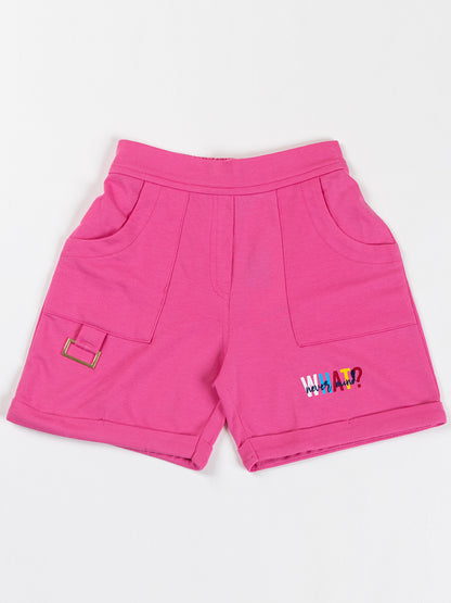 Pampolina Girls Solid Shorts-Pink
