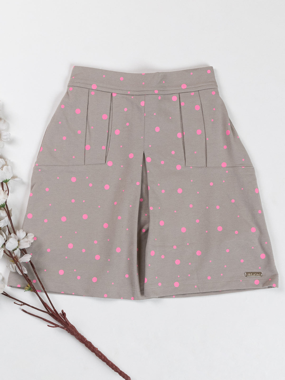 Pampolina Girls Polka Dot Printed Skirt-Grey