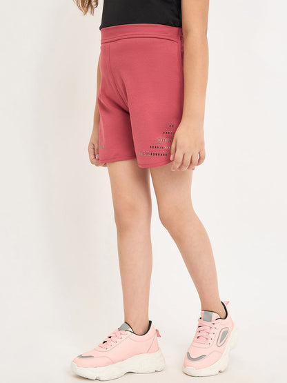 Pampolina Girls Solid Knee Length Shorts - Coral