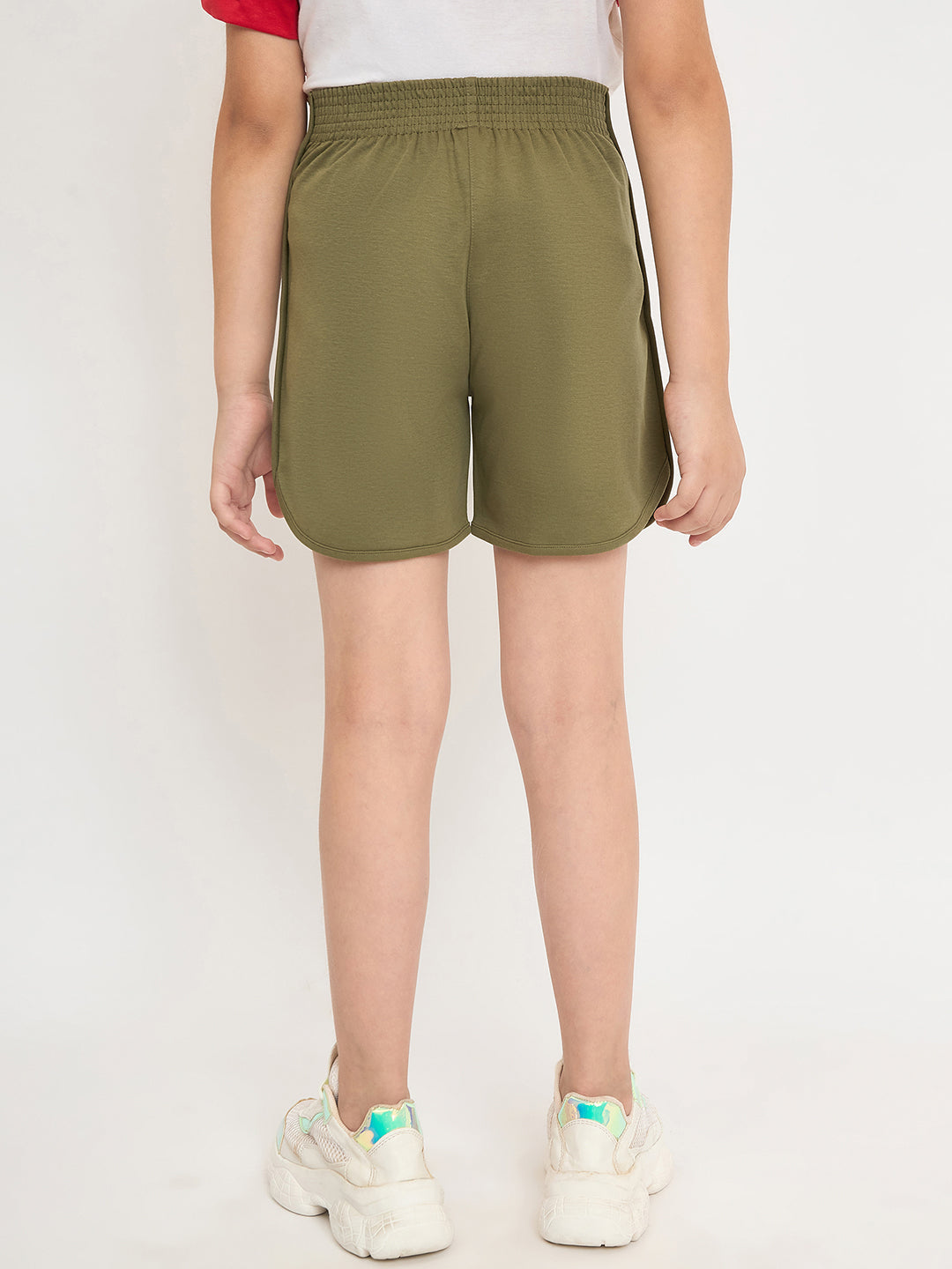 Pampolina Girls Solid Knee Length Shorts - Olive