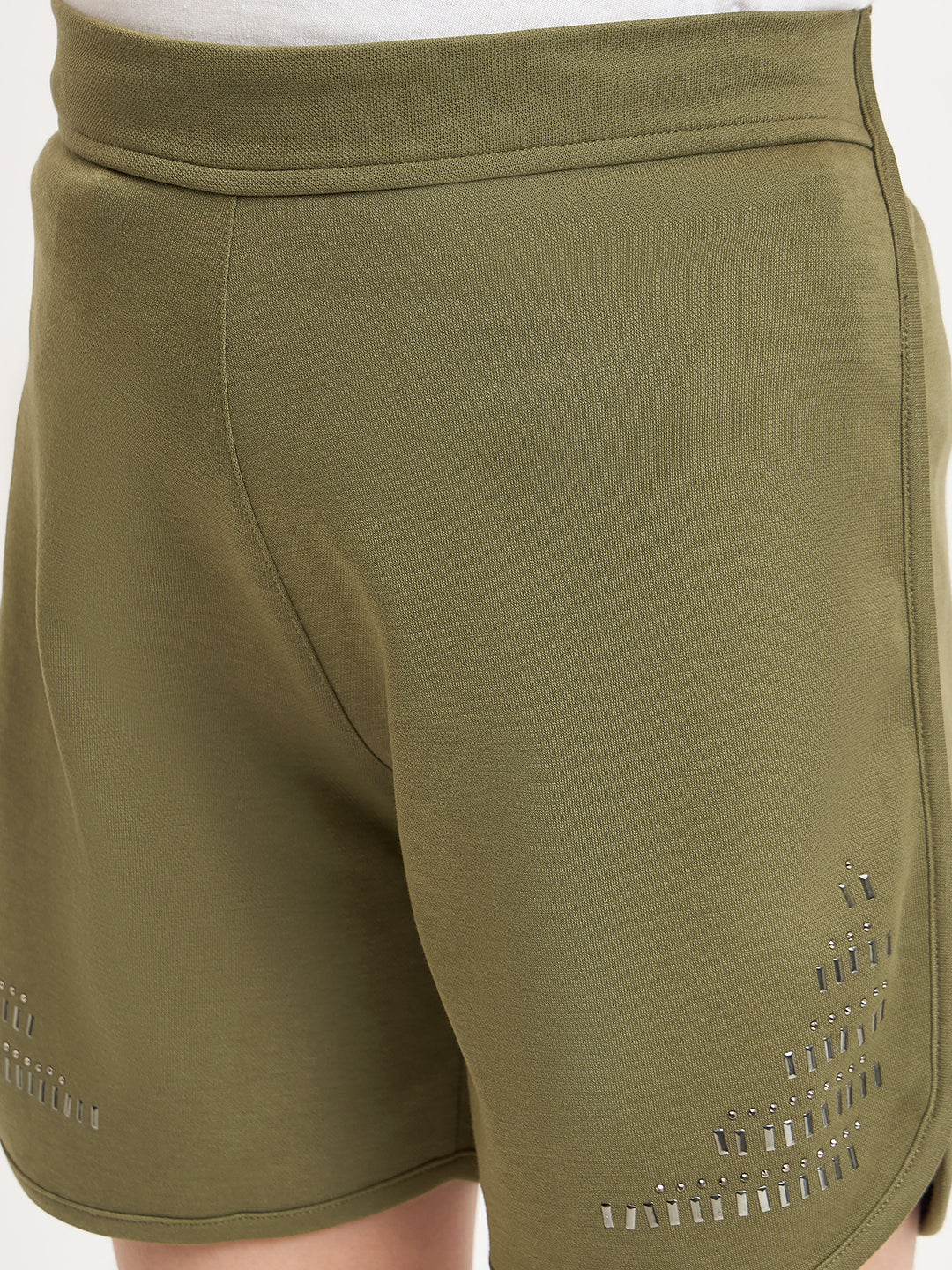 Pampolina Girls Solid Knee Length Shorts - Olive